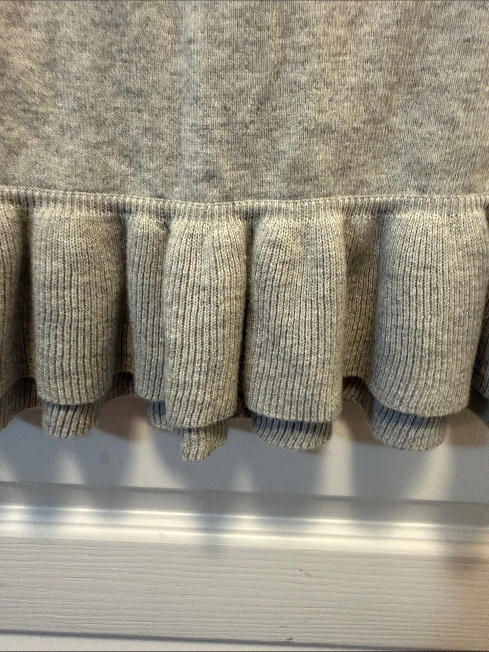 J. Crew Light Gray Ruffle-Hem Midi Skirt